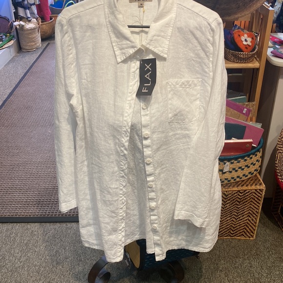 Flax… white linen shirt.. NWTS 🌺 - Picture 2 of 6